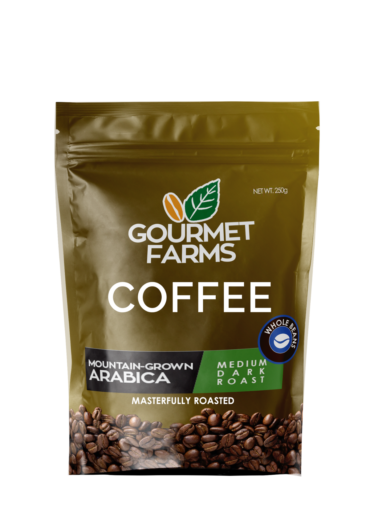 Gourmet Farms Mountain-Grown Arabica Blend Coffee – Whole Bean & Ground 500g & 250g
