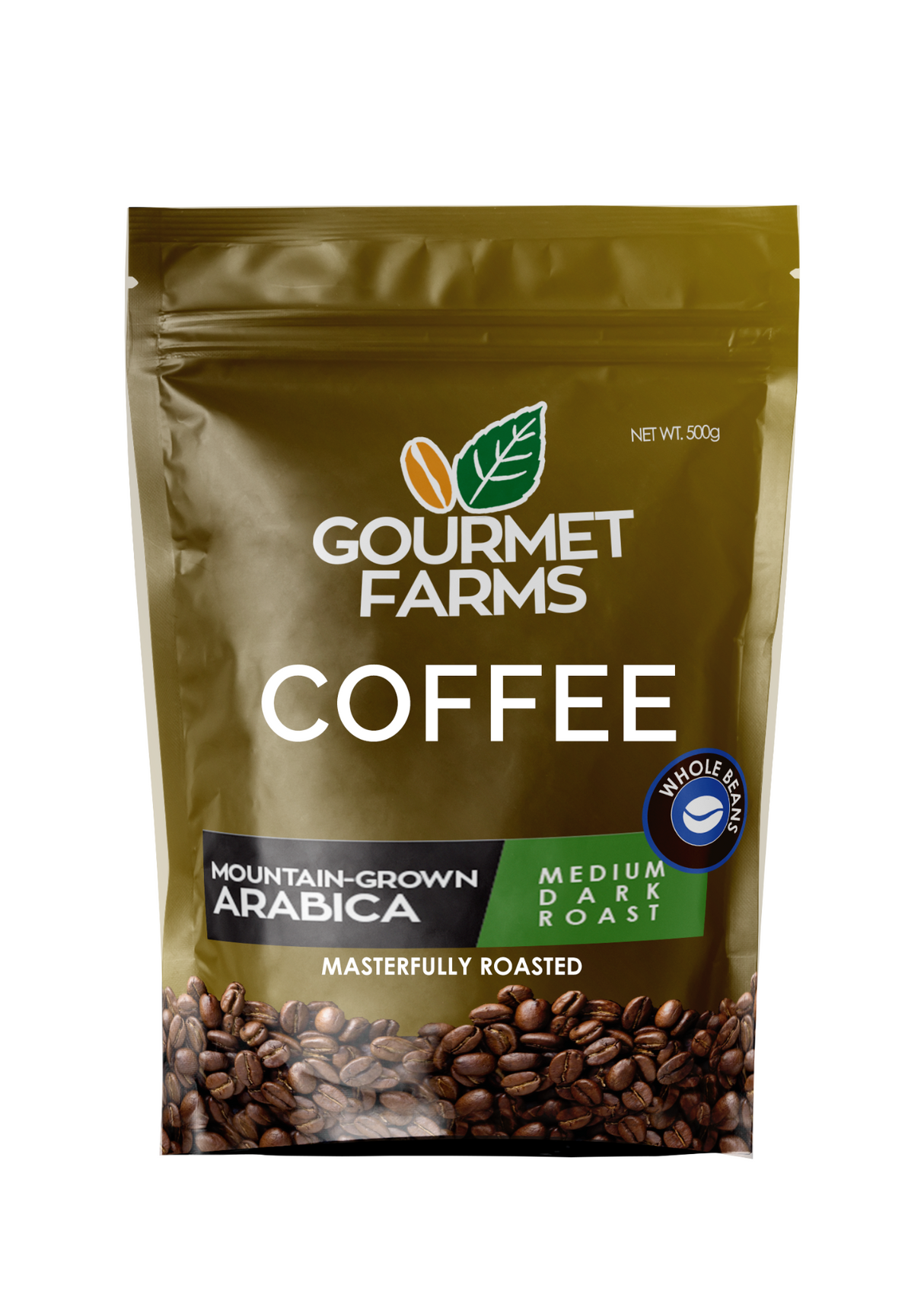 Gourmet Farms Mountain-Grown Arabica Blend Coffee – Whole Bean & Ground 500g & 250g