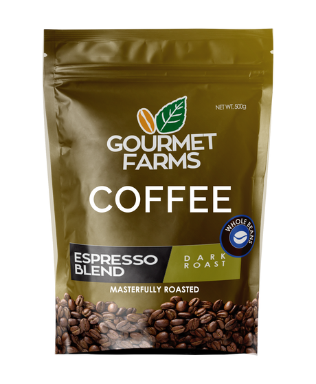Gourmet Farms Expresso Blend Coffee – Whole Bean & Ground 500g & 250g