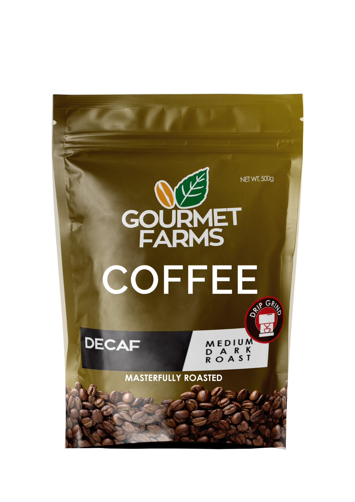 Gourmet Farms Coffee Decaf, Whole beans & ground, 250g & 500g