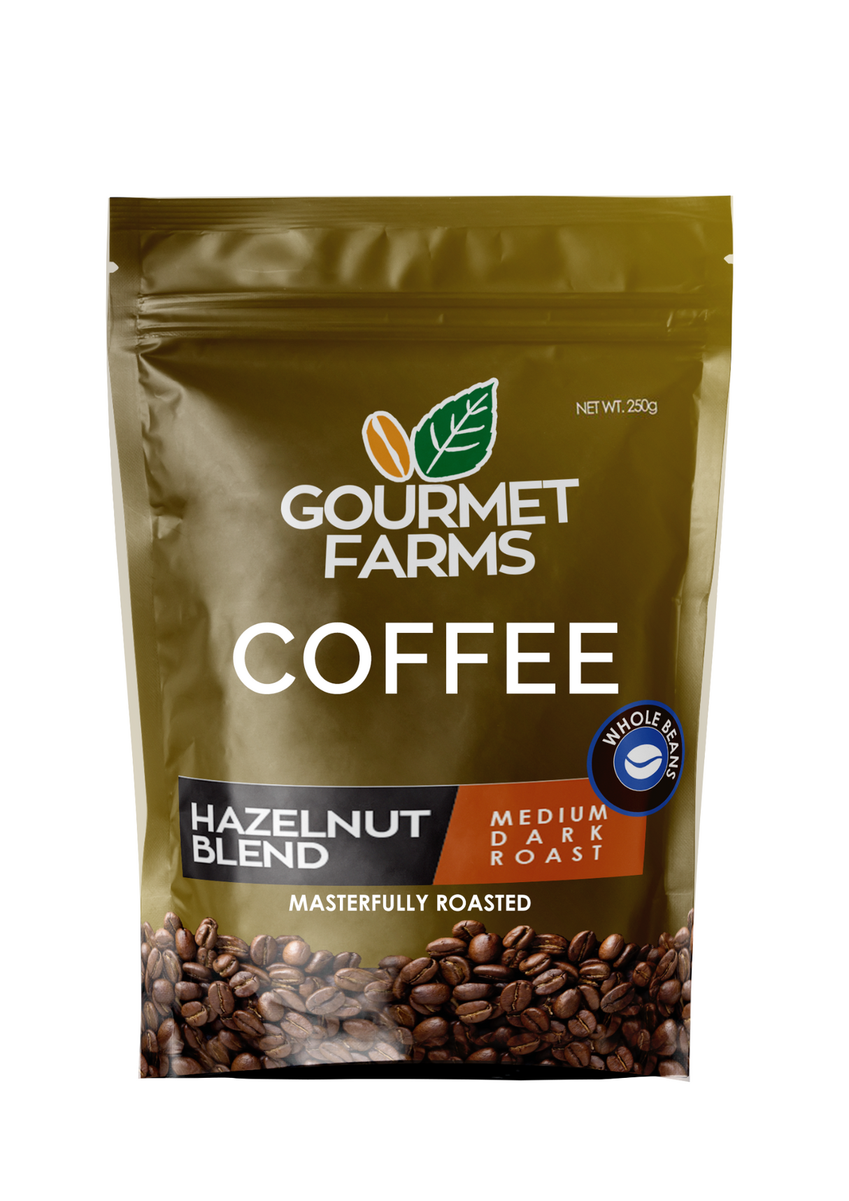 Gourmet Farms Hazelnut Blend Coffee – Whole Bean & Ground 500g & 250g