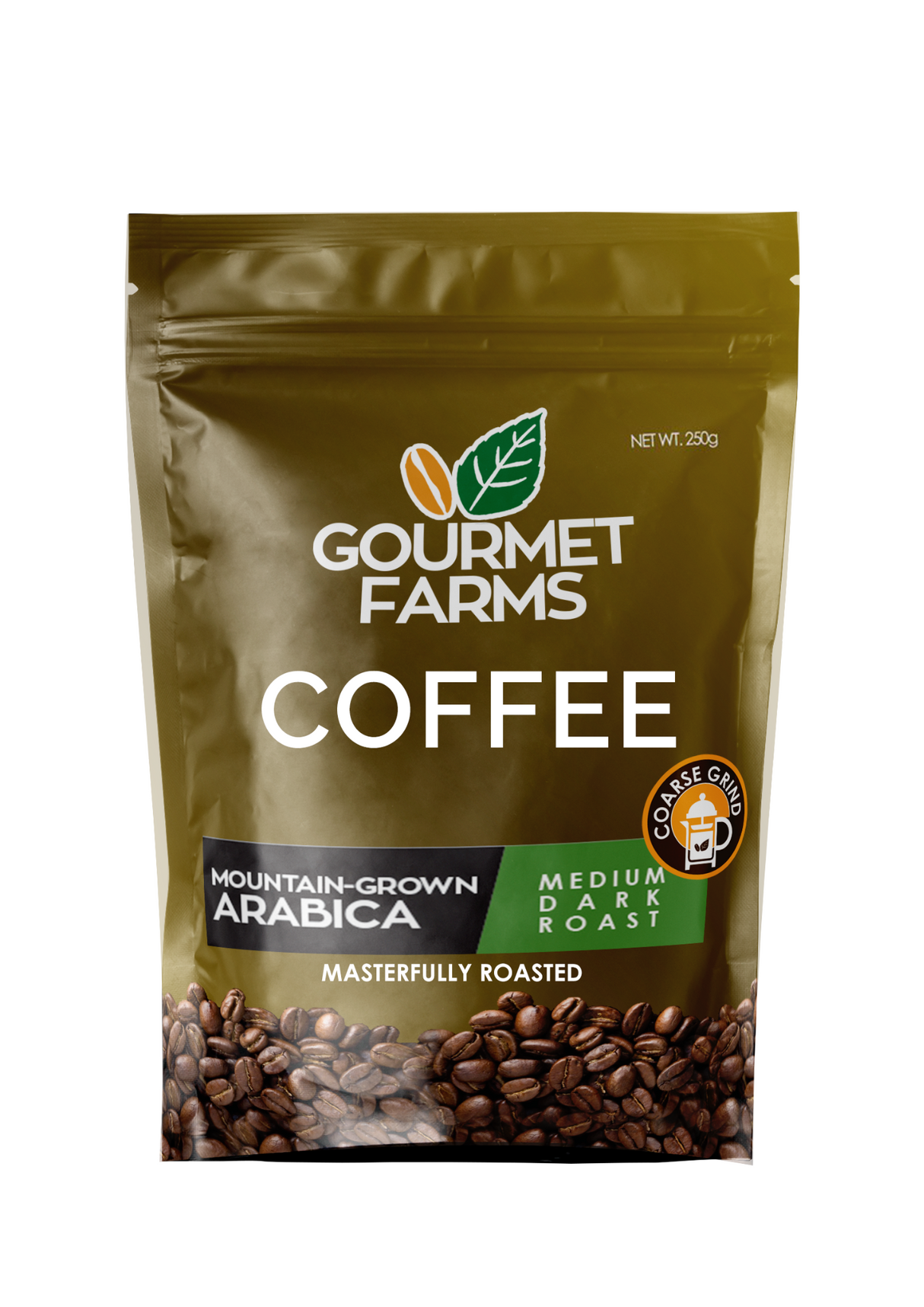 Gourmet Farms Mountain-Grown Arabica Blend Coffee – Whole Bean & Ground 500g & 250g