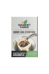 Gourmet Farms Drip-On Coffee | Mountain-Grown Arabica Medium-Dark Roast – Smooth, Toast-Like Flavor – 10 Easy-Brew Sachets