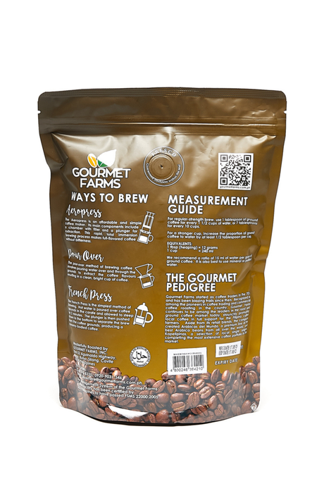 Gourmet Farms Coffee Decaf, Whole beans & ground, 250g & 500g