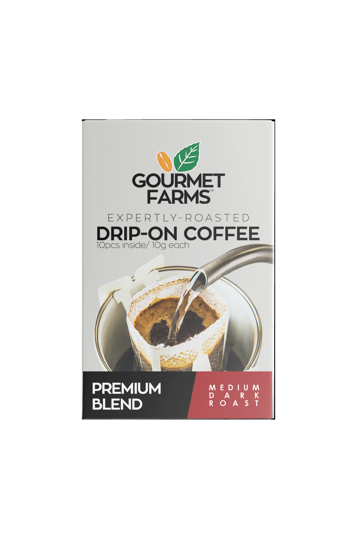 Gourmet Farms Premium Blend Drip Coffee – Medium-Bodied with Subtle Floral Aroma – 10 Easy-Brew Sachets